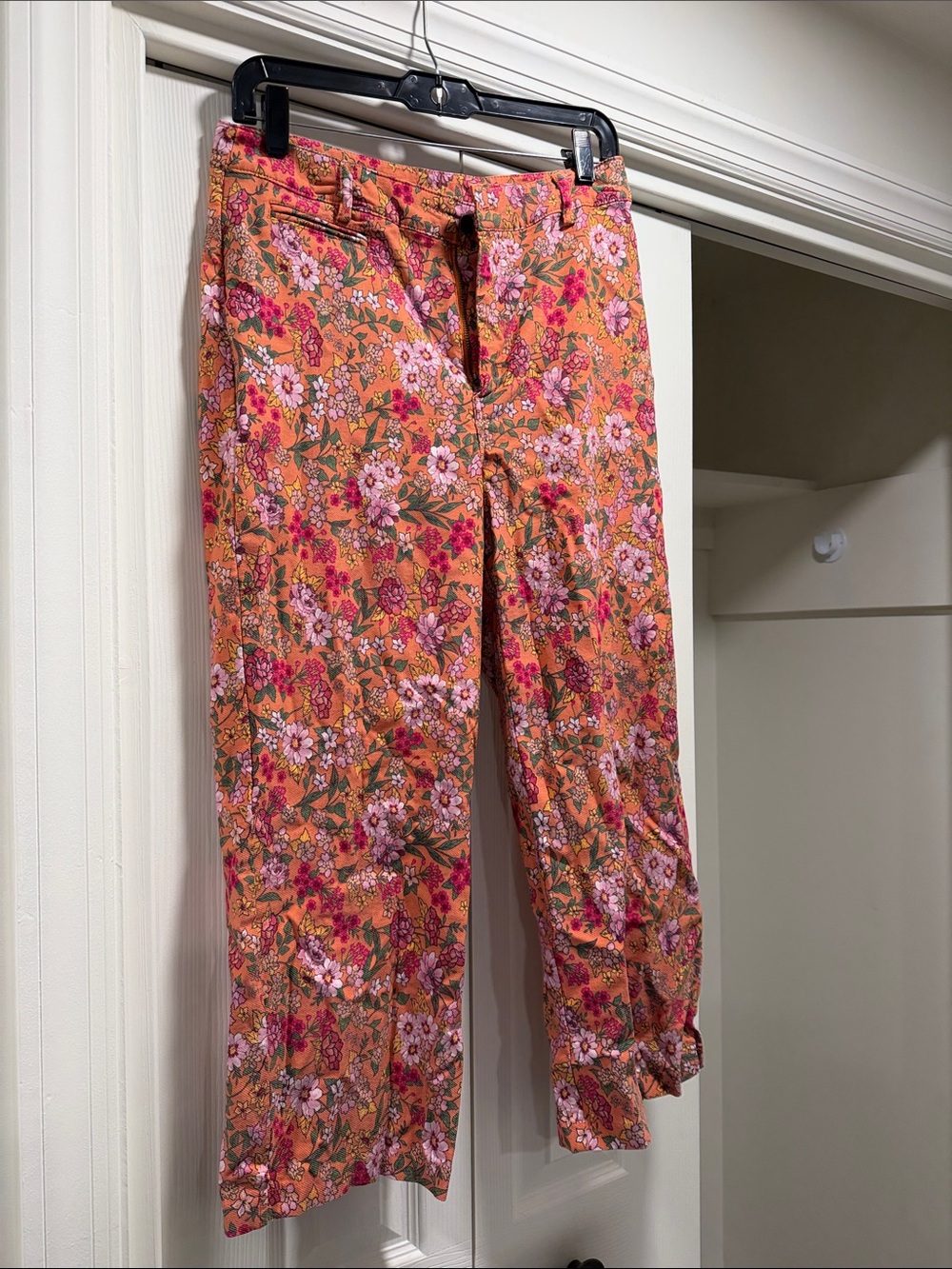 Adyson Parker Orange Floral Print Pants with Pink Accents